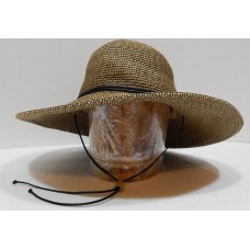 SCALA Hat Handcrafted Headwear Tan & Brown Beaded Drawstring Paper & Nylon  eb-29512187